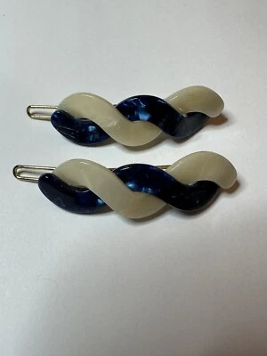 Juego de 2 pinzas de pelo acrílicas French Blue Twist  Foto 1 de 2