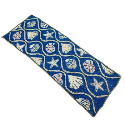Coral Cove Nautical Ocean Seashells Starfish Conch 36in Beaded Table Runner - Image 1 of 2