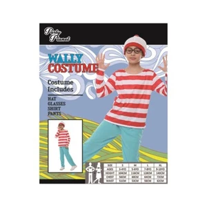 Where's Wally Costume Boys Kids Bookweek Shirt Pants Hat Glasses - Sizes 7-12 - Picture 1 of 4