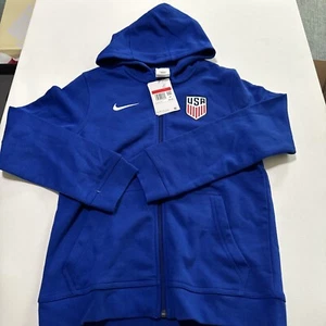 Nike USA 2022-23 Large Blue DN1194-452 Big Kid Youth Full Zip Fleece Hoodie - Picture 1 of 16