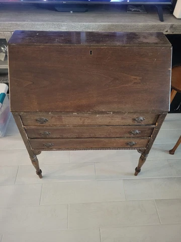 Vintage Antique The Cron-Kills Company 1930's 3 Drawer Slant Drop Secretary Desk Cover