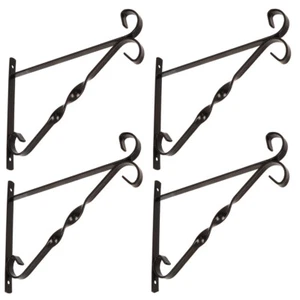 10" Hanging Basket Brackets Pack of 4 Metal Wall Mount Garden Plant Hangers - Picture 1 of 5