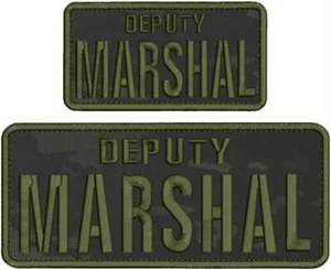 DEPUTY MARSHAL EMBROIDERY PATCH 4X10 AND 3X6 hook on back BLK MULTICAM/OD GREEN - Picture 1 of 2