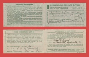 WWII Supplemental Mileage Ration Cards 1943 - Picture 1 of 1