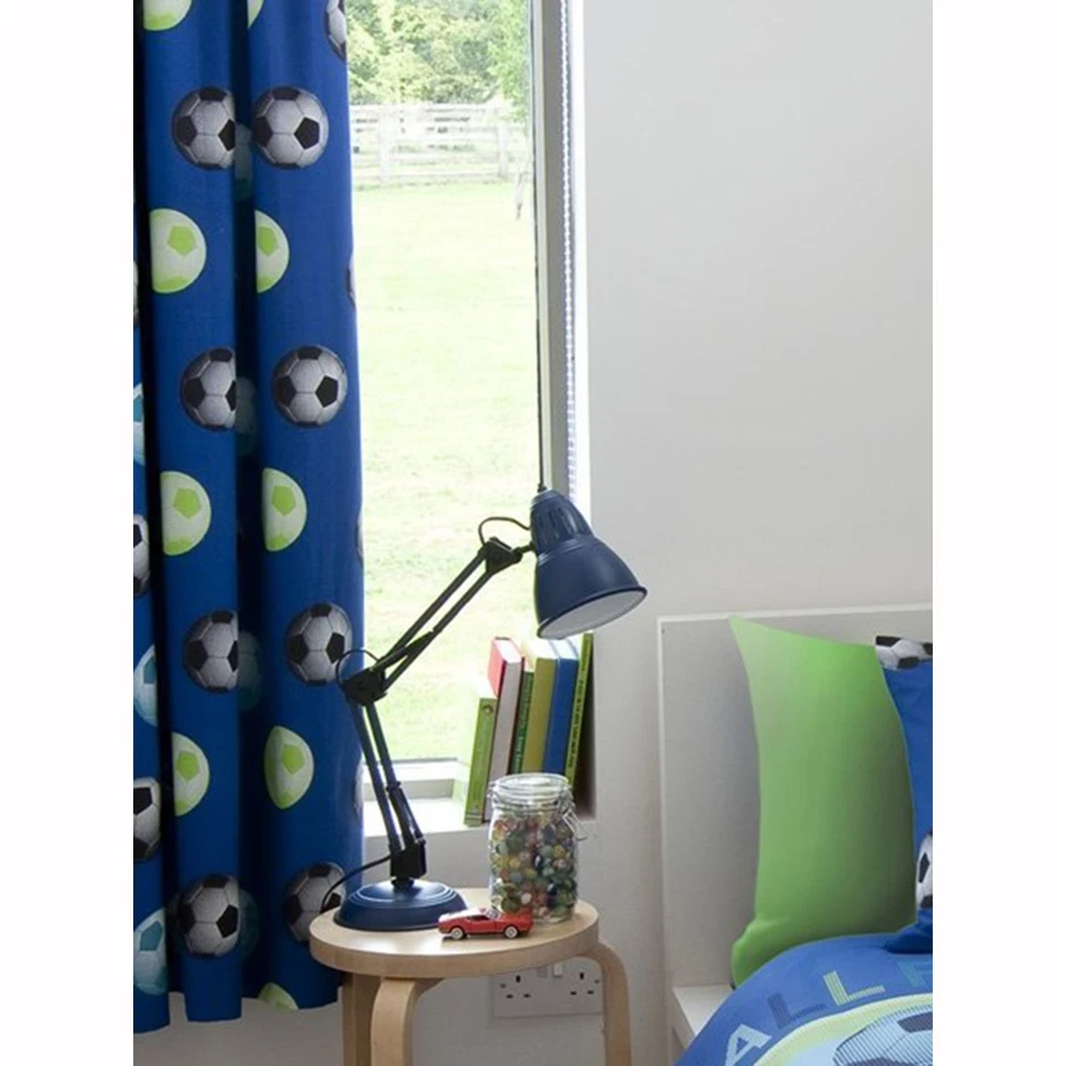 Catherine Lansfield Doublé Football Rideaux Bleu Chambre D'enfant 66" x 182.9cm