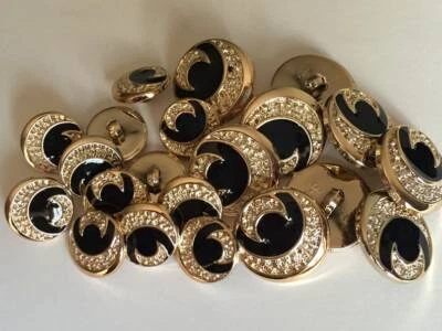 10 20 Half Moon GOLD BLACK 15mm 21mm 25mm Wide Shank Quality Buttons Dresses - Image 1 of 4