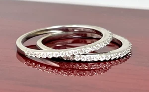 Pair of Brilliant Stacking Micro Diamond 'Keeper' Bands .42 ctw 14k Gold - Picture 1 of 16