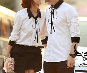 Korean Men s And Women s Slim Short Sleeve Sweetheart Shirt