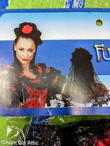 Mantilla Española Encaje Negro y Cinta Roja Flor Velo Disfraz Cabeza OS - Imagen 1 de 5