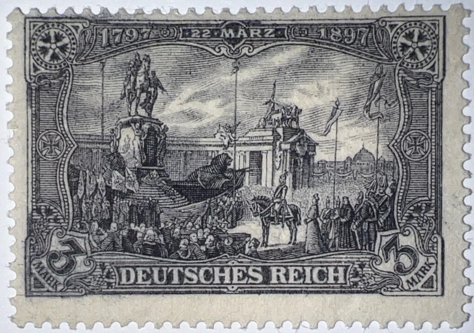 Sellos de viaje: sello de Alemania Deutsches Reich Mi. #65, REICHSPOST 3 marcos, MNG Foto 1 de 4