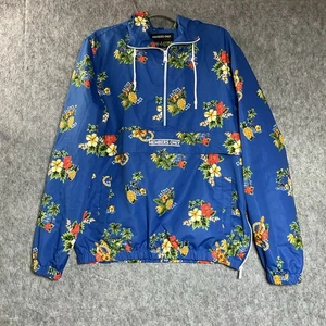Members Only Jacke Damen klein blau Blumen Kapuze 1/4 Reißverschlusstaschen Windbreaker* - Bild 1 von 12
