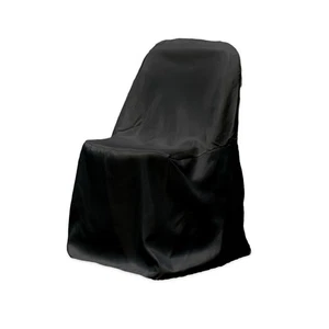 10 pc Black Polyester Folding Chair Covers Wedding Reception ad - Picture 1 of 8