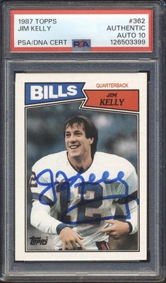 1987 Topps AUTOGRAPH Jim Kelly ROOKIE #362 Signed PSA Auth PSA/DNA Auto 10 HOF - Image 1 of 2