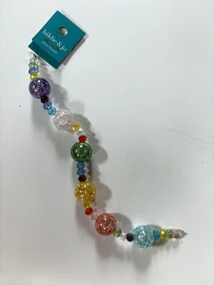Cuentas de vidrio Hildie & Jo Crackle redondas hebra multicolor fabricación de joyas artesanía hágalo usted mismo Foto 1 de 4