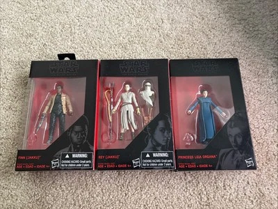 Lote de 3 figuras de acción Star Wars Black Series 3,75" nuevas en caja Finn Rey Jakku Leia Foto 1 de 4