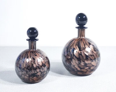 ⚜️ COPPIA BOTTIGLIA VASO FIRMATA CARLO MORETTI VETRO SOFFIATO POLICROMO MURANO - Immagine 1 di 4