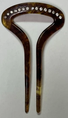 РЕДКАЯ антикварная викторианская расческа со стразами целлулоид заколка искусственная черепаховая раковина - Изображение 1 из 4