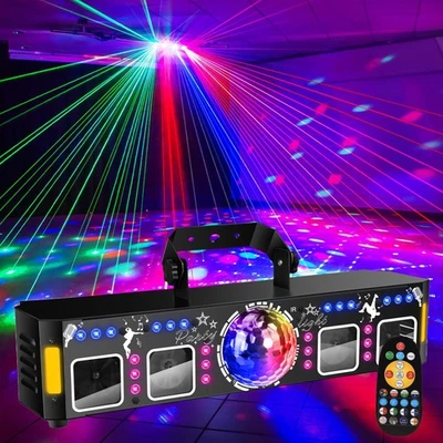 RGB Laser Projektor Lichteffekt LED Party Show Bühnenlicht Strobe Beam DMX DJ - Bild 1 von 4
