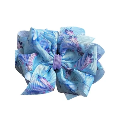 Double Stack Hair Bow BuggaBooBows 6"bow and 5" bow Frozen Purple Blue - Image 1 of 4