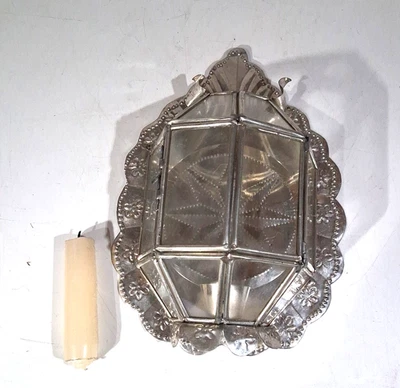 Punched Tin Nicho Shadowbox Candle Holder Wall Sconce Mexican Folk Art w/candle - Image 1 of 4