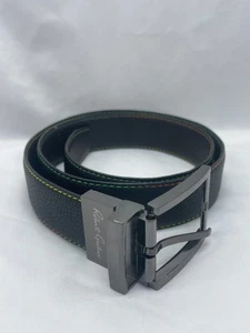 ROBERT GRAHAM Black Pebbled Simulated Leather Belt Size 38 Silver Buckle - Picture 1 of 7