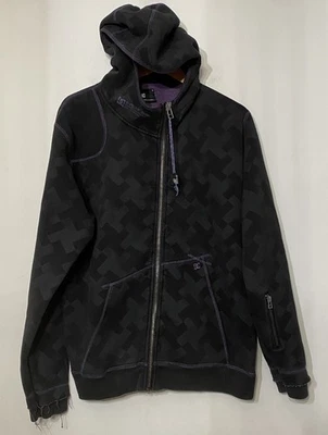 DC Shoes Spec Op All Over Print Full Zip Hoodie Large Y2K Skate Black Pinkman - Image 1 of 4
