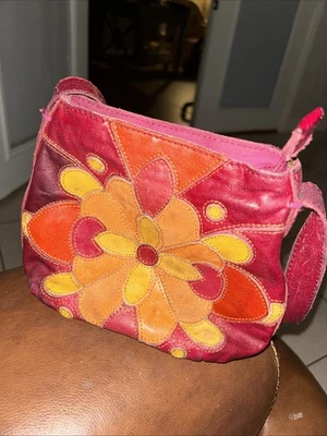 Lucky Brand Shoulder Bag Womens Boho Leather Flower Purse Hippie Crossbody Handb - Image 1 of 4