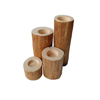 Teelicht Halter Holz rund Kerzenhalter Advents Hochzeits Tisch Deko Weihnachten - Bild 1 von 4