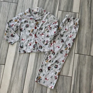 Kids Unisex Disney Christmas Mickey Mouse 2 Piece Pajama Set Size 6 Long Sleeve - Picture 1 of 6