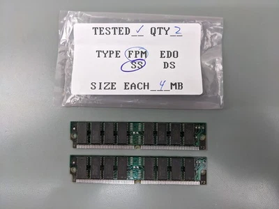 (2) Smart 4MB FPM SIMMs, 72-pin RAM Memory Sticks (8MB Total) SM5321000-7 - Image 1 of 3