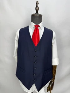 SuitSupply Ferrara 100% Wool blue Waistcoat Vest V-neck Single Breasted US 42R - Picture 1 of 17