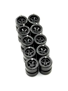 5x Black Advan V2 13/13mm Deep Dish Wheels W/ Lettered Rubber Tire for 1/64 Cars - Bild 1 von 1