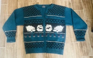 Cardigan donna lana The Woolrich stampa pecora taglia large/XL corridoio fiera vintage - Foto 1 di 6