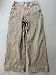 Spanx Pants Womens Large Tan Ankle Wide Leg Capri Chino Pull On Military - Picture 1 of 7