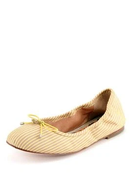 SAM EDELMAN Felicia Citron Pin Rayas Planos Zapatos de Ballet Skimmers Mujeres Arco NUEVO Foto 1 de 4