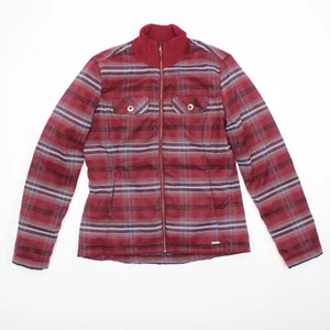 Prana Showdown Bomber Down Jacket Coat Red Plaid Women's Small - Picture 1 of 10