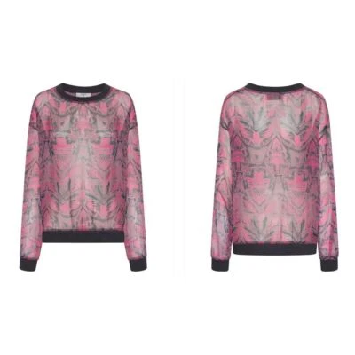 One Teaspoon Kaleidoscope Crew Long Sleeve Top in Pink Prism X-Small MSRP $119 - Image 1 of 4
