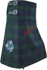 Traditionelle schottische handgefertigte schwarze Uhr Tartan 8 Yard Kilt 16 Oz Tartan Kilts - Bild 1 von 7