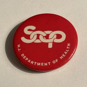NJ Dept Of Health Red Pin Button Vintage 1" Medical Healthcare Advertising R118 - Picture 1 of 5
