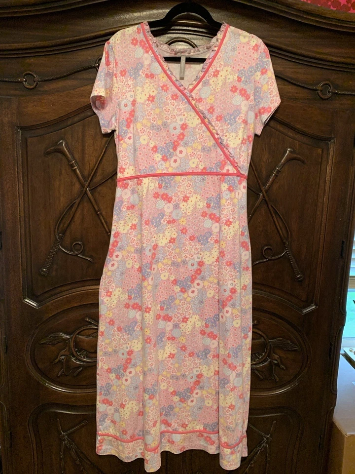 Hanna Andersson Large Womens Floral Dress Long Pink Lavender L EUC Spring Easter - Image 1 of 4