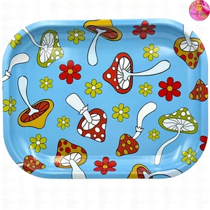 Blue Shroom Multi-Use Metal Tray - 14x18cm -Jewellery/Crystals/Change Gift Plate - Picture 1 of 6