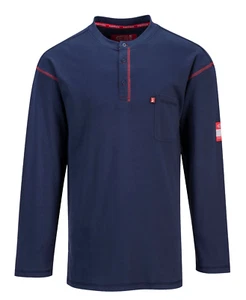 CAMISETA BIZLAME FR HENLEY LS AZUL MARINO TALLA S-6XL FR02 ARC2 ABSORBE LA HUMEDAD 1 BOLSILLO - Imagen 1 de 2