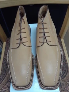 Made in Italy. BRUNO SERGI MEN'S SHOES, GENUINE LEATHER LIGHT BROWN, LACE-UP - Picture 1 of 9
