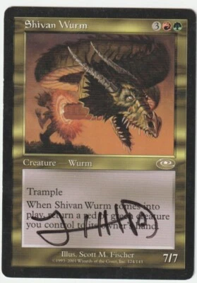 Planeshift  MTG  Shivan Wurm   signed by  Scott M. Fischer - Image 1 of 2