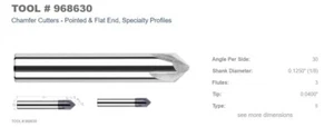 NUEVO HARVEY968630 1/8D X 30º POR LADO 3 FLAUTA CARB CHAFLÁN LOTE DE 2 PIEZAS - Imagen 1 de 1