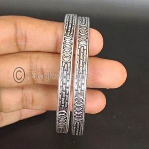 Audi Designer Women 925 Sterling Silver 2 Set Of Bangles Handmade Jewelry MR305 - Picture 1 of 3