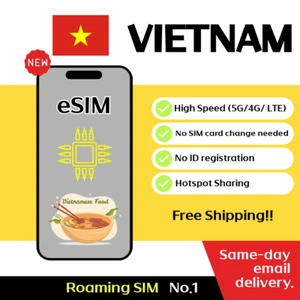 Vietnam Travel eSIM - 5G, 4G, 3 to 12Days - Unlimited - Picture 1 of 6