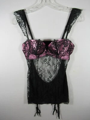 Винтажный бюстье Frederick's of Hollywood с подвязками размер 34 черное кружевное на косточках - Изображение 1 из 4