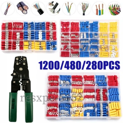 1200Pcs Insulated Assortment Electrical Wire Connectors Crimp Terminals Case Kit - Image 1 of 4