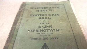 1954 AJS SPRINGTWIN MOTORCYCLE Factory Instruction Book - Picture 1 of 4